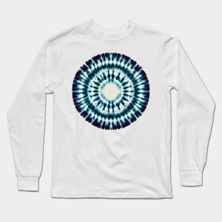 Japanese Shibori Indigo Blue Tie Dye Circle Long Sleeve T-Shirt